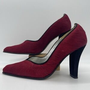 Vintage Sergio Zelcer Spanish Leather Womens 8 Heels Red Leather Cow Hide Shoes
